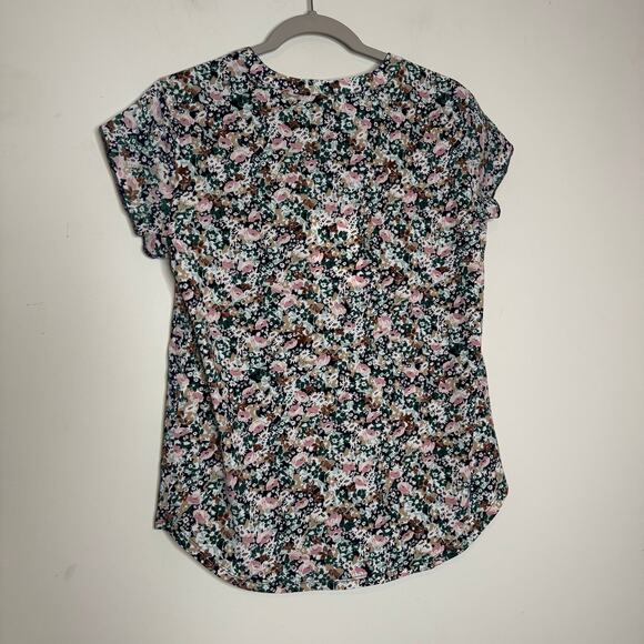 41 Hawthorn Women’s Short Sleeve Blouse Floral Multicolor V Neck Top NWT Small - Picture 5 of 8